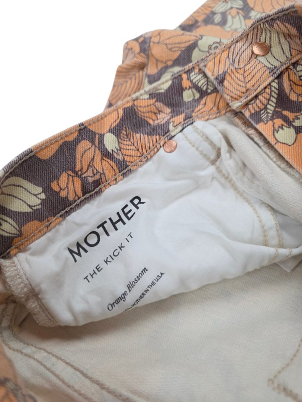 MOTHER The Kick It High Rise Straight Jeans in Orange Blossom, Zip Fly, Size 30 - Picture 8 of 12